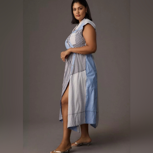 Pilcro Blue and White Striped Midi Dress - Picture 2 of 7